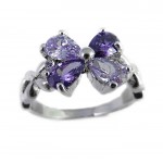 Amethyst Floral Crystal Engagement Ring